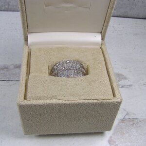 Sterling Silver Baguette Round Anniversary Cocktail Ring JTV SJ Clear CZ Sz 6.5